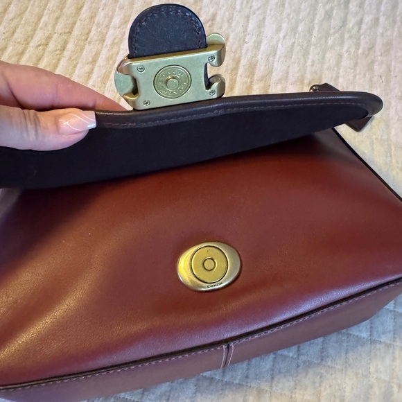Coach Brown and Burgandy Crossbody Bag with Gold Hardware - Picture 8 of 8
